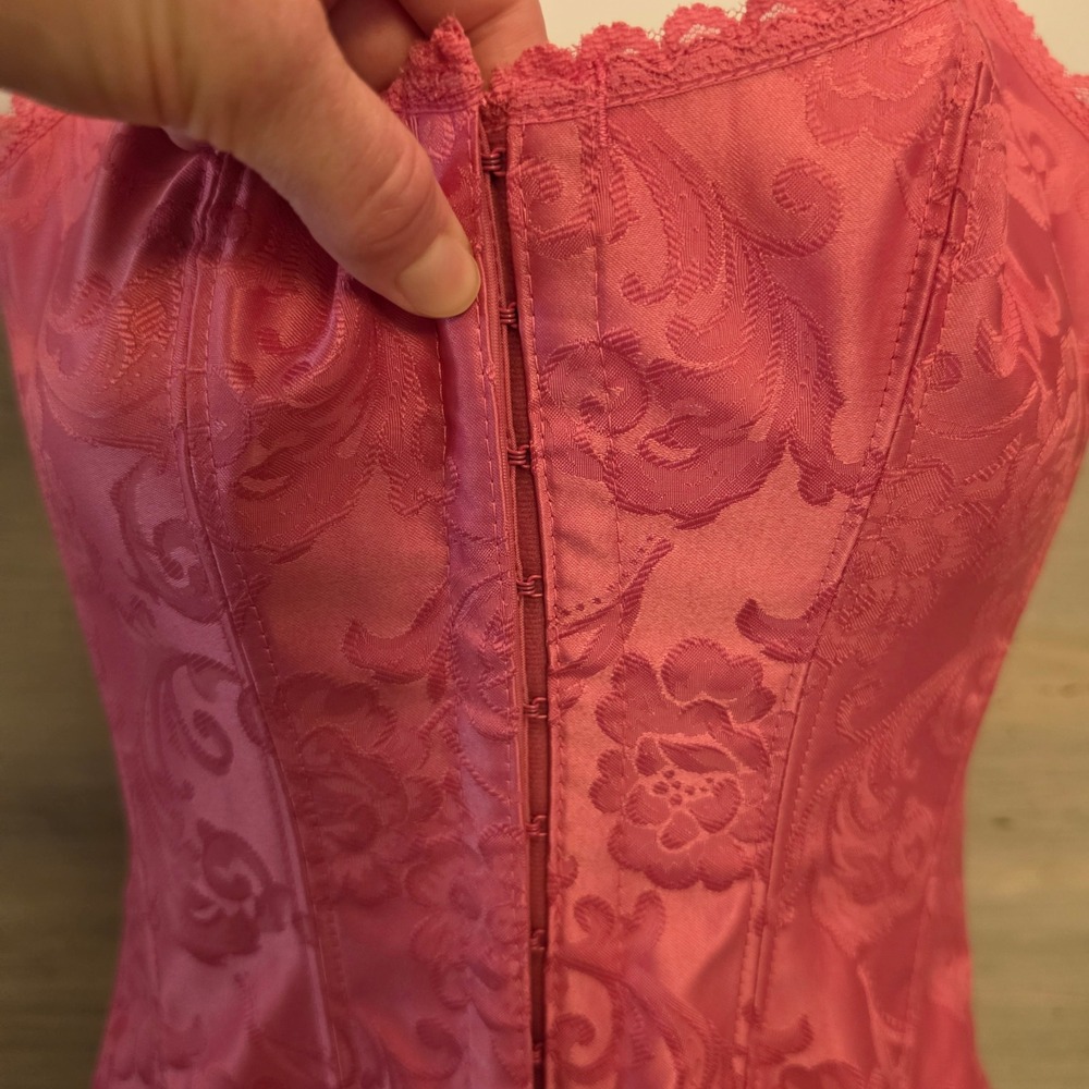 Vintage frederick's of Hollywood Pink Brocade Corset Halter Top Size 34 GC - Picture 5 of 10